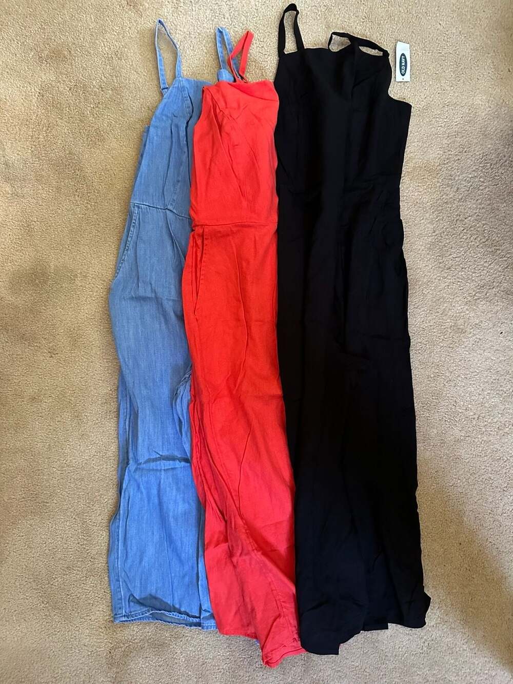Old Navy Waist-Defined Cropped Smocked Cami Jumpsuit Bundle (3)